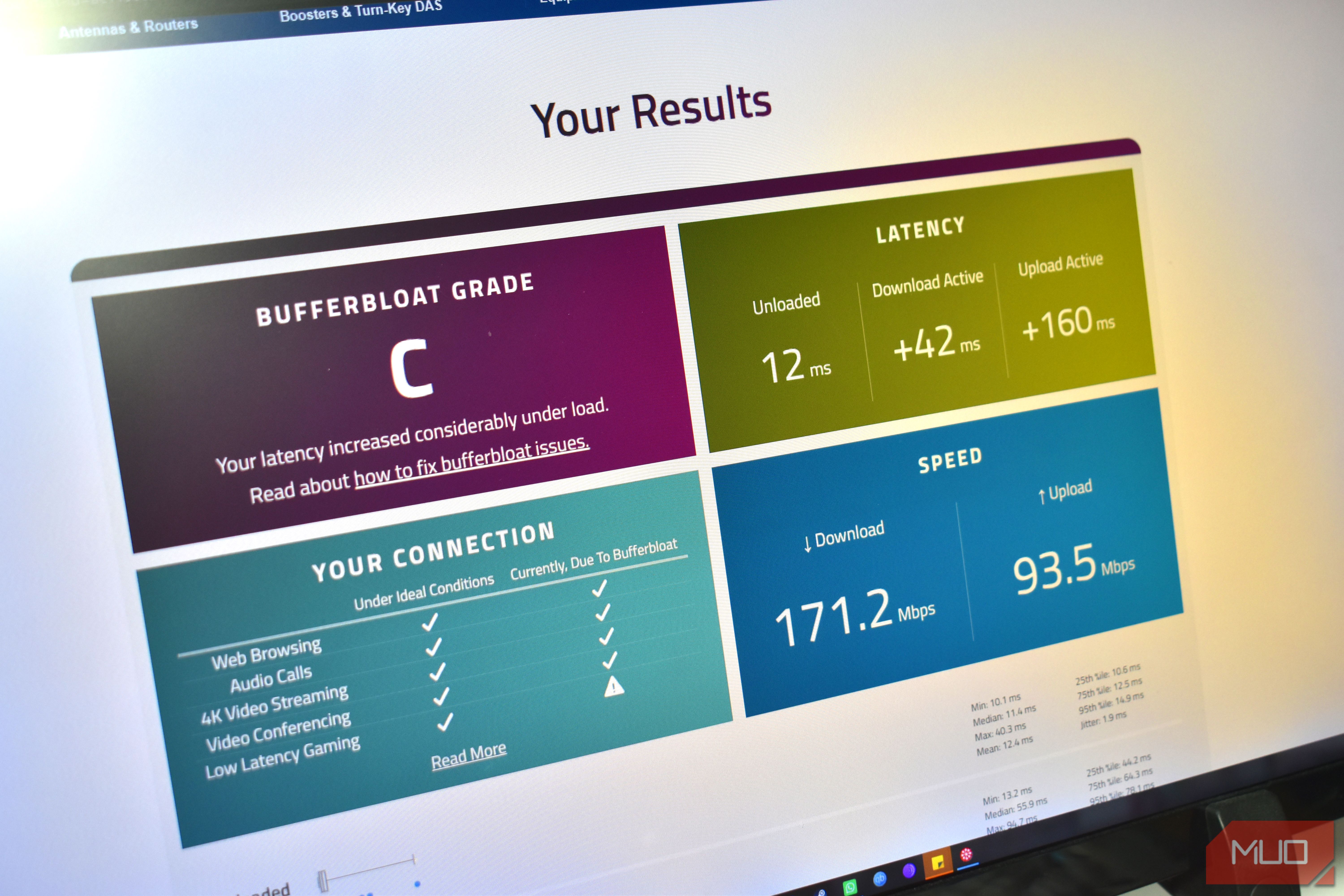 bufferbloat tracking results.
