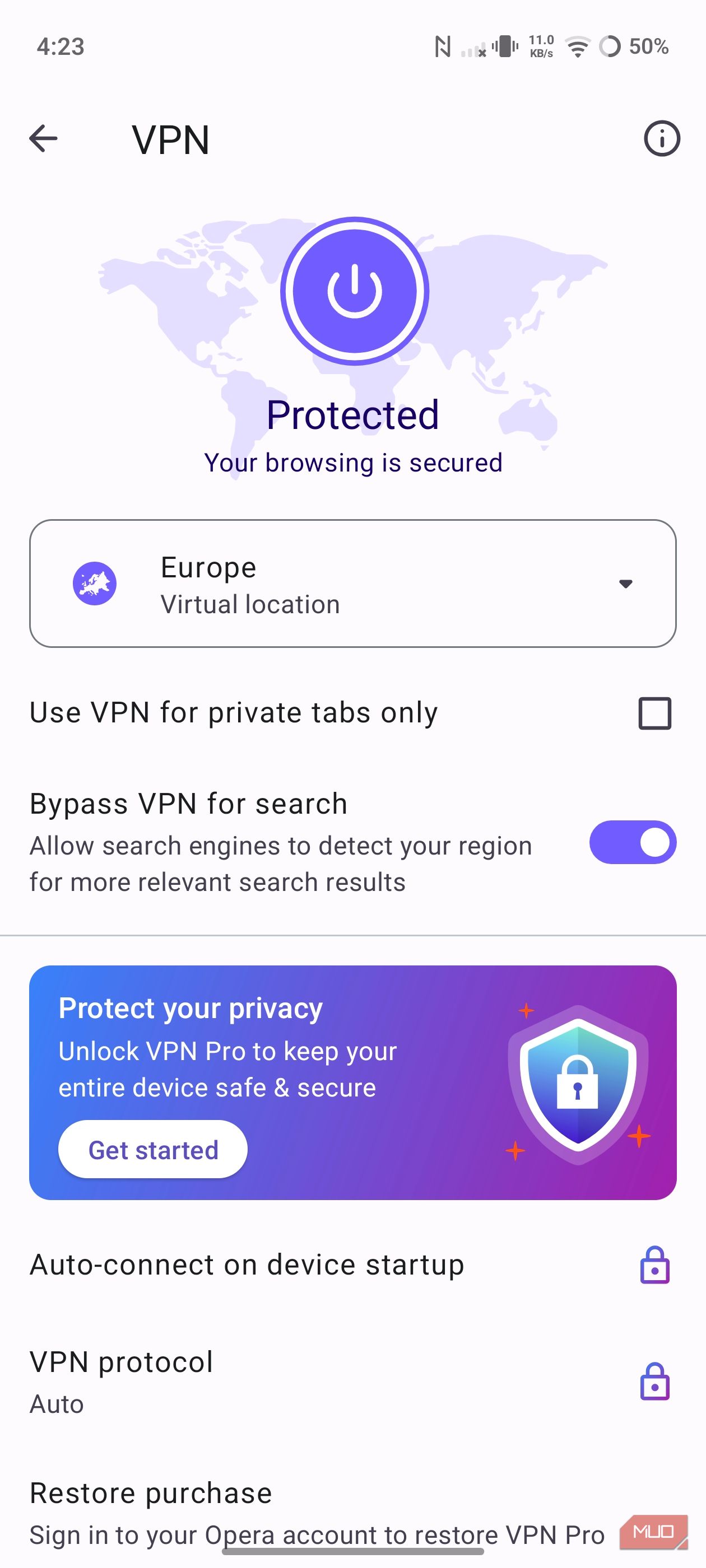  Built-in VPN feature in Opera browser