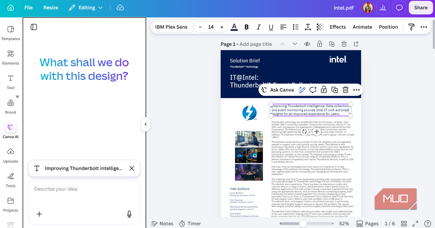 Canva AI tools in Canva PDF Editor