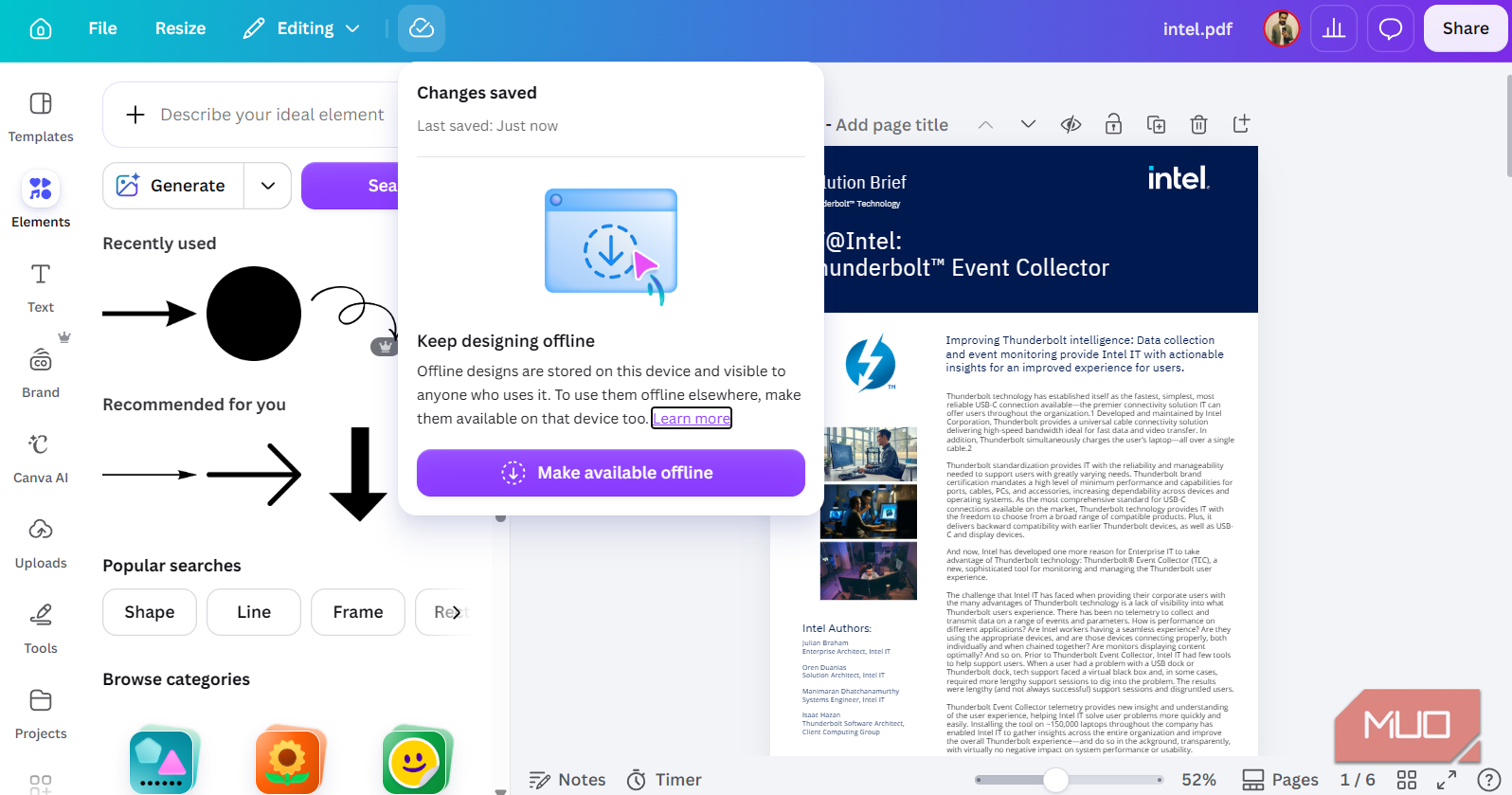 Canva make available offline option