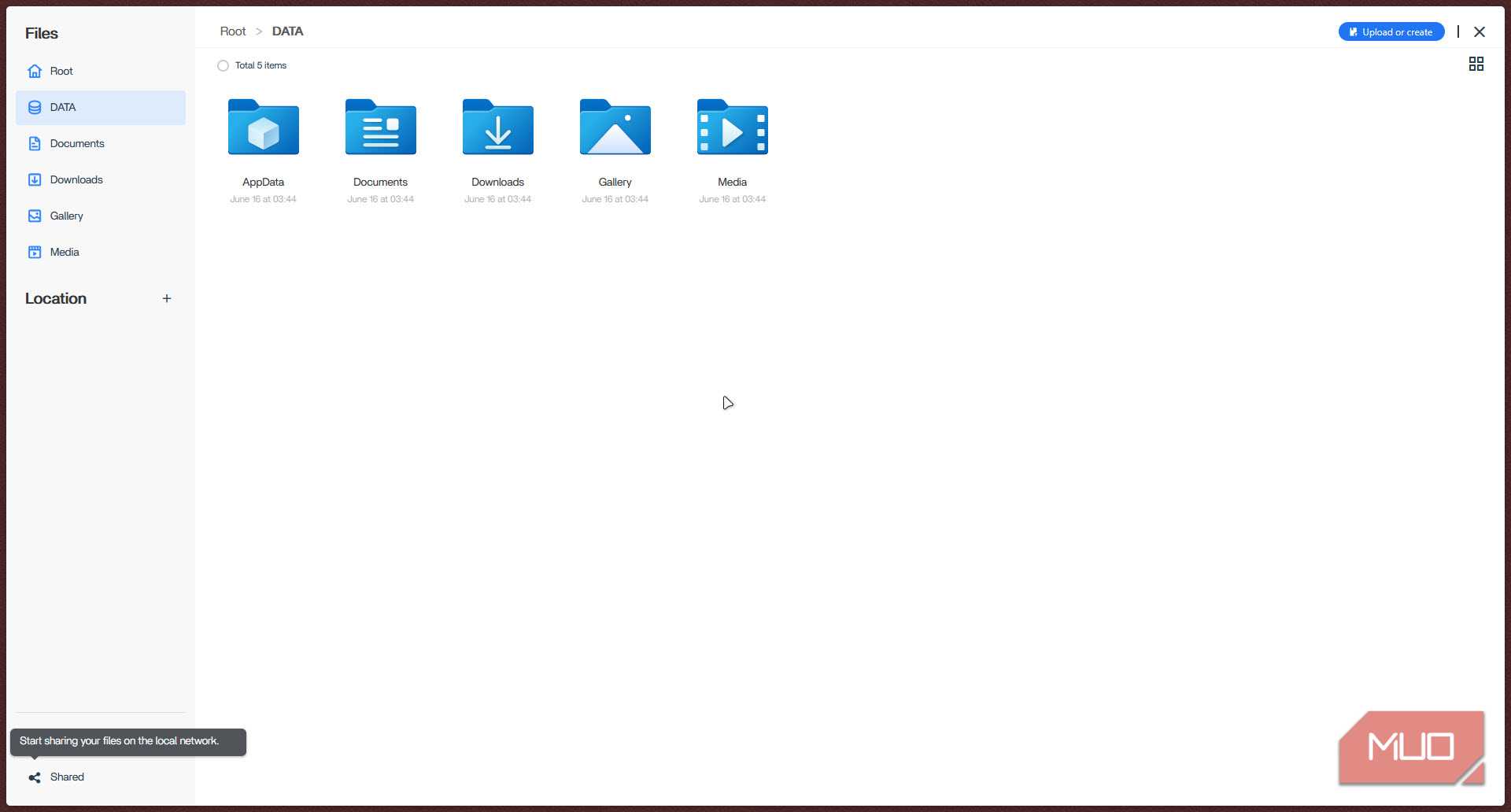 CasaOS file manager.