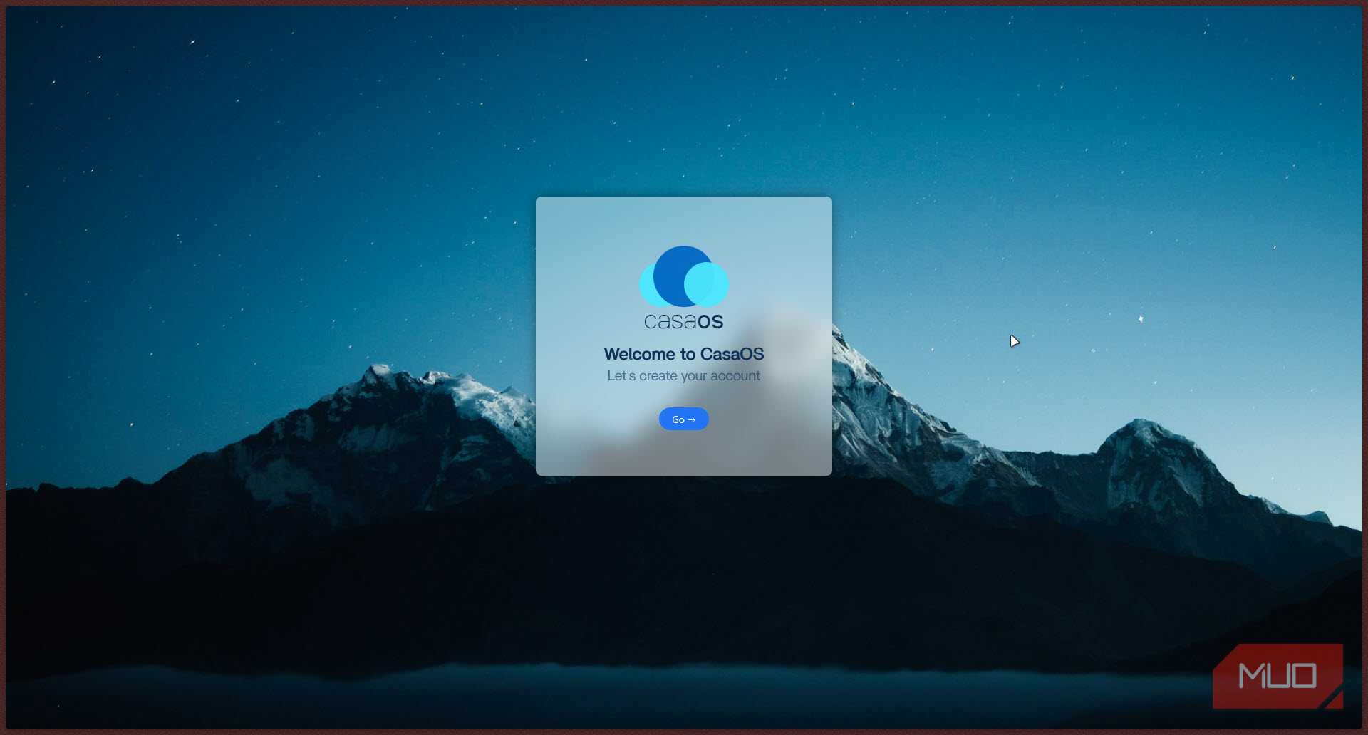 CasaOS web interface landing page.