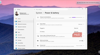Changing Windows 11 power mode