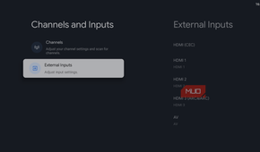 Channels and inputs setting on TV