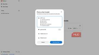 Chat model selection screen in DuckDuckGo