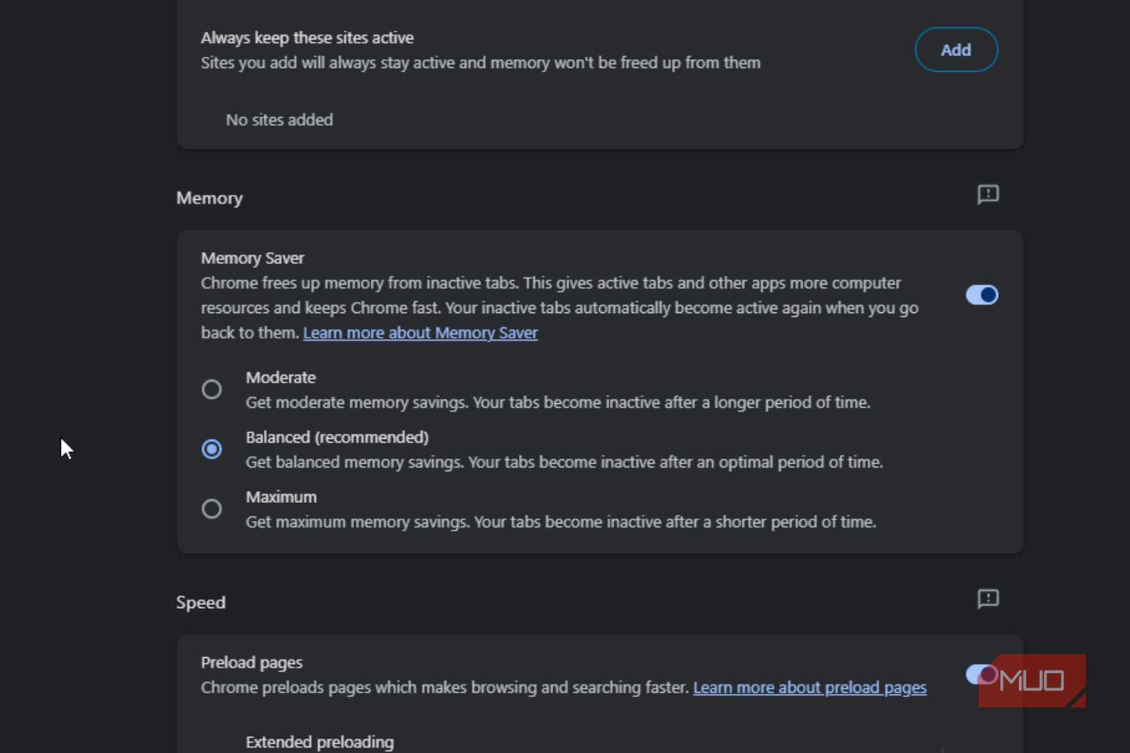 Chrome's built-in memory saver is in use.