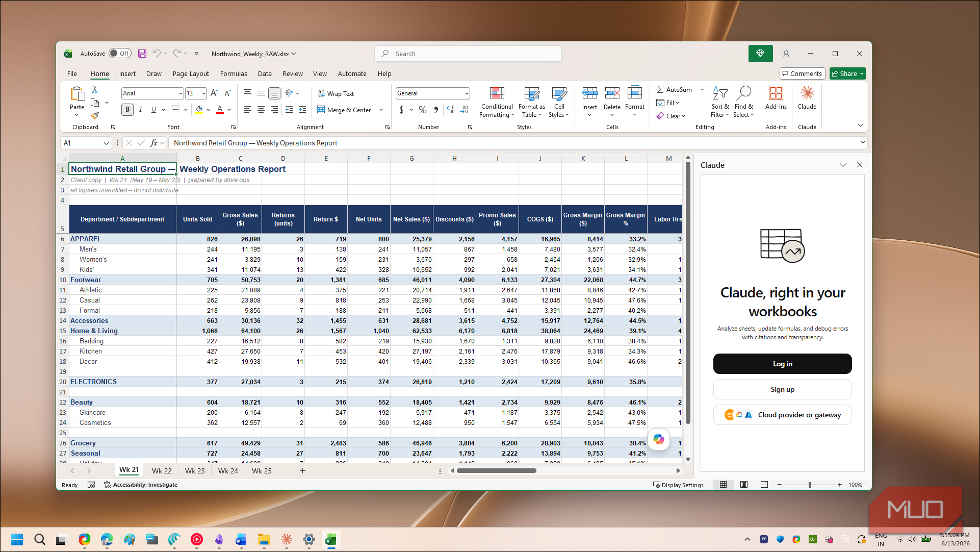 Claude Excel addin login prompt