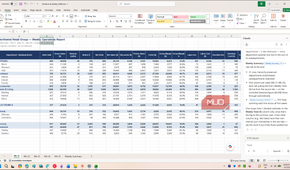 Claude Excel addin weekly summary output