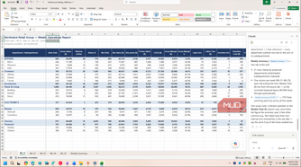Claude Excel addin weekly summary output