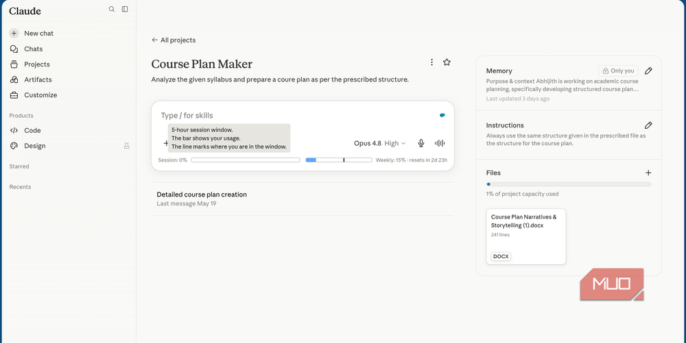 Claude Projects allow persistent context storage without conversation history bloat