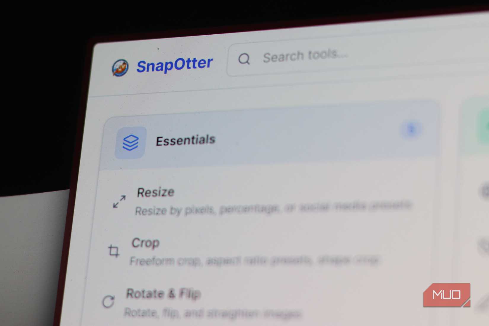 Closeup of SnapOtter Home page.
