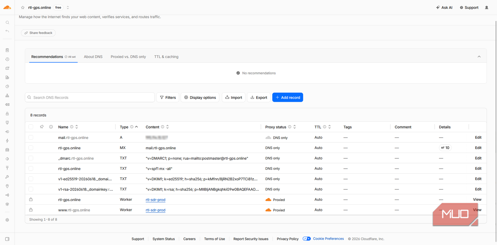 Creating mail server DNS records in Cloudflare