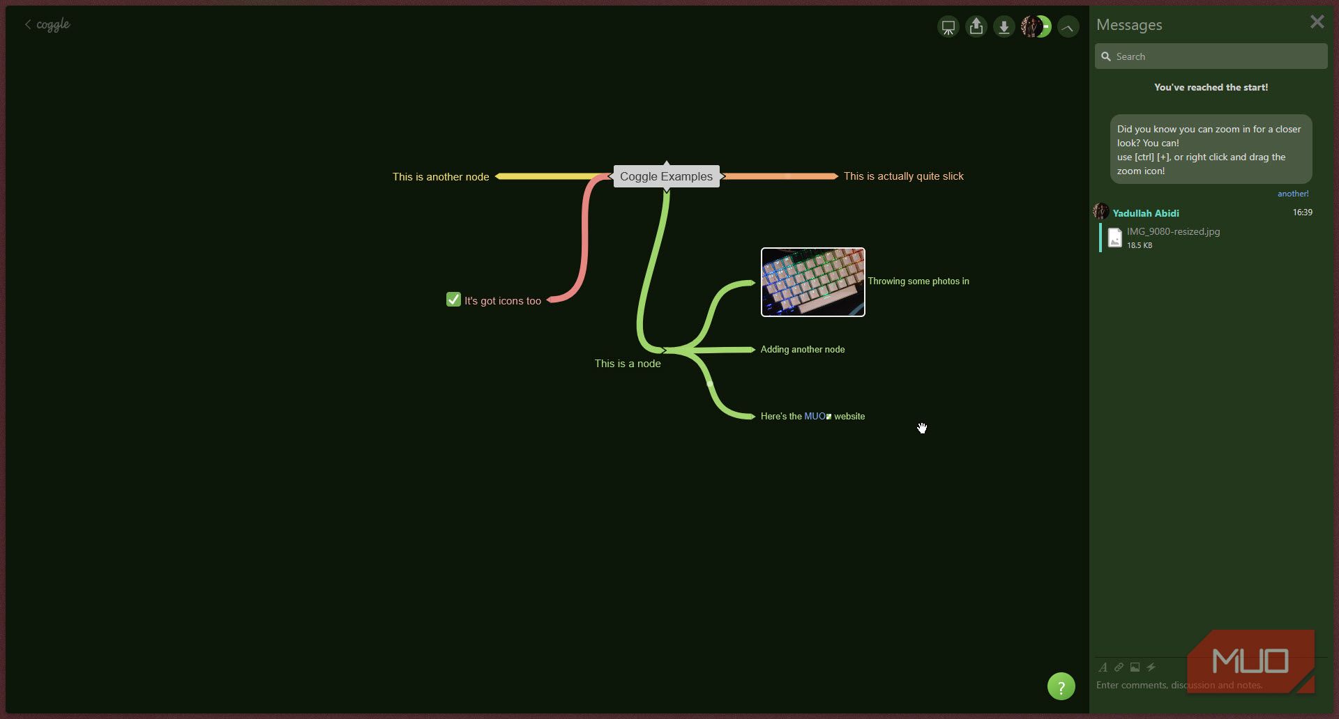 Coggle chat and collaboration features.