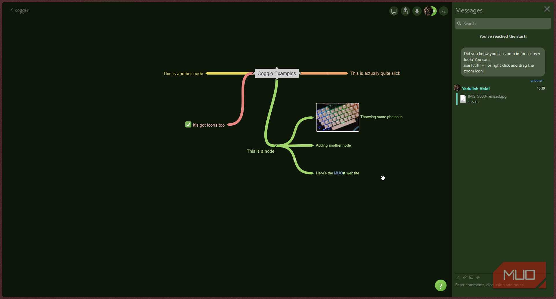 Coggle chat and collaboration features.