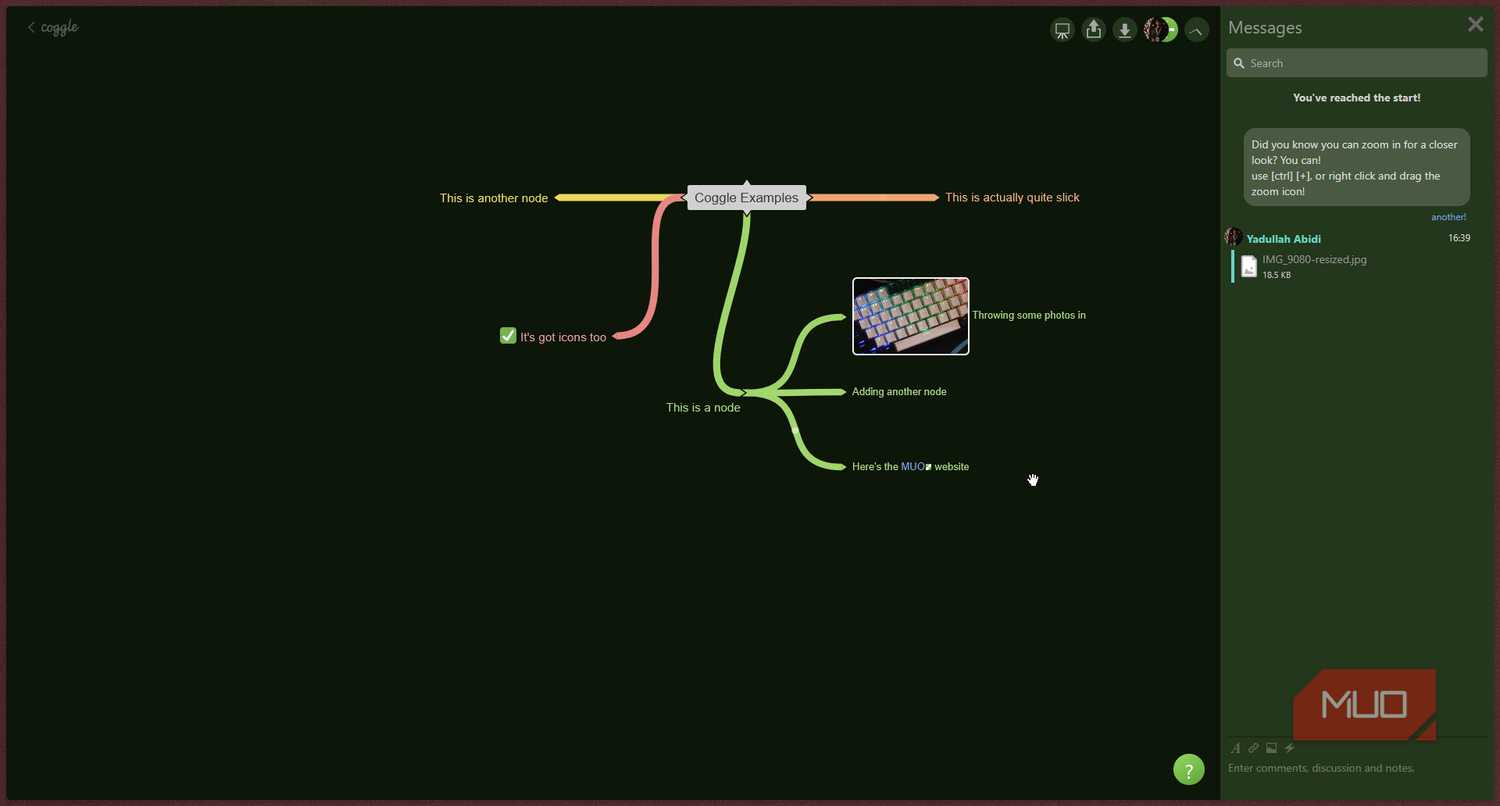 Coggle chat and collaboration features.
