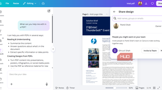 Collaboration tool in Canva PDF Editor