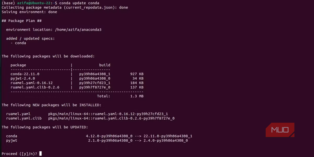 Conda being updated on Ubuntu