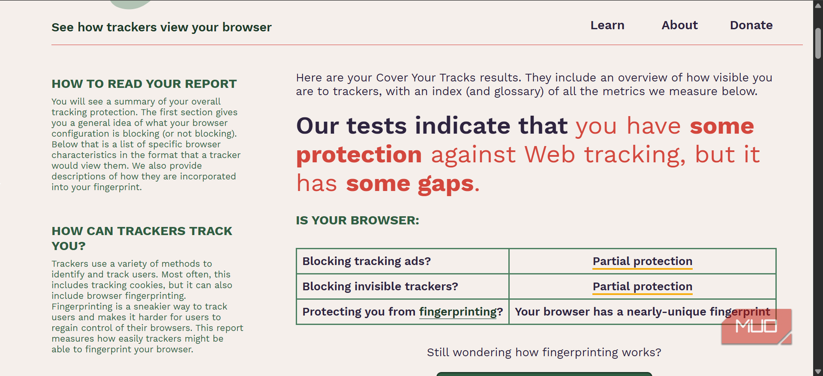 Cover your tracks with igcognito results.