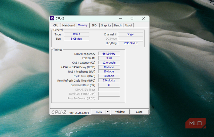 CPU Z showing RAM channel