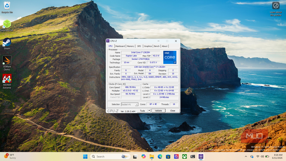 CPU-Z displaying processor specifications