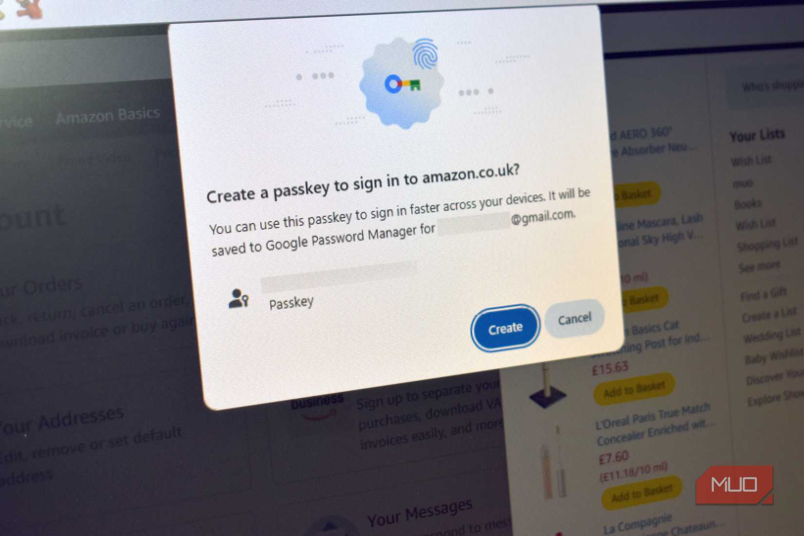 create amazon passkey.