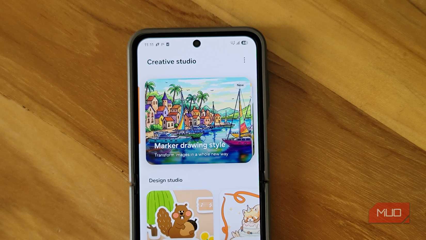 Creative Studio app open in Samsung Galaxy Z Flip 6