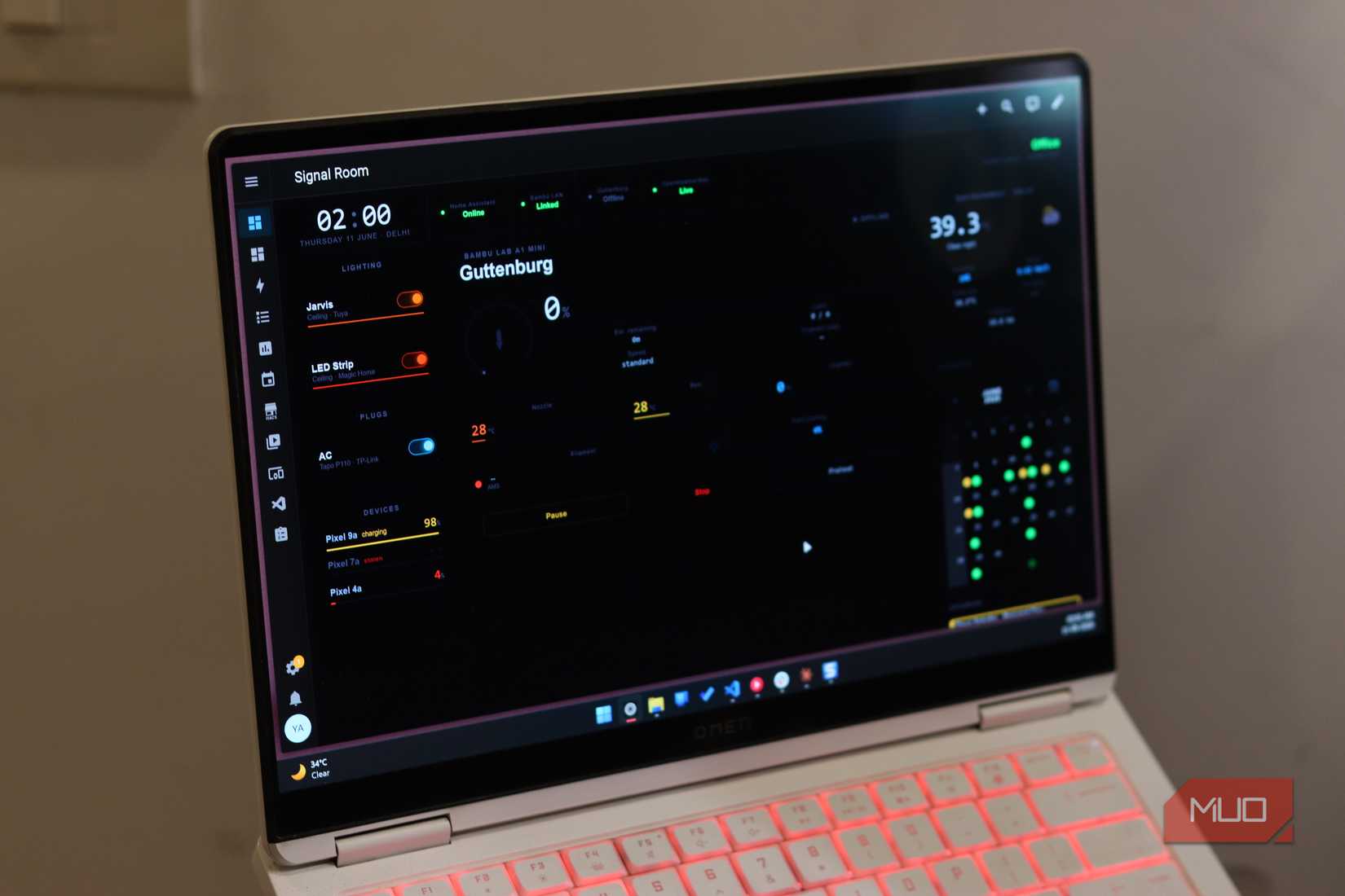 Custom Home Assistant Dashboard running on Windows 11