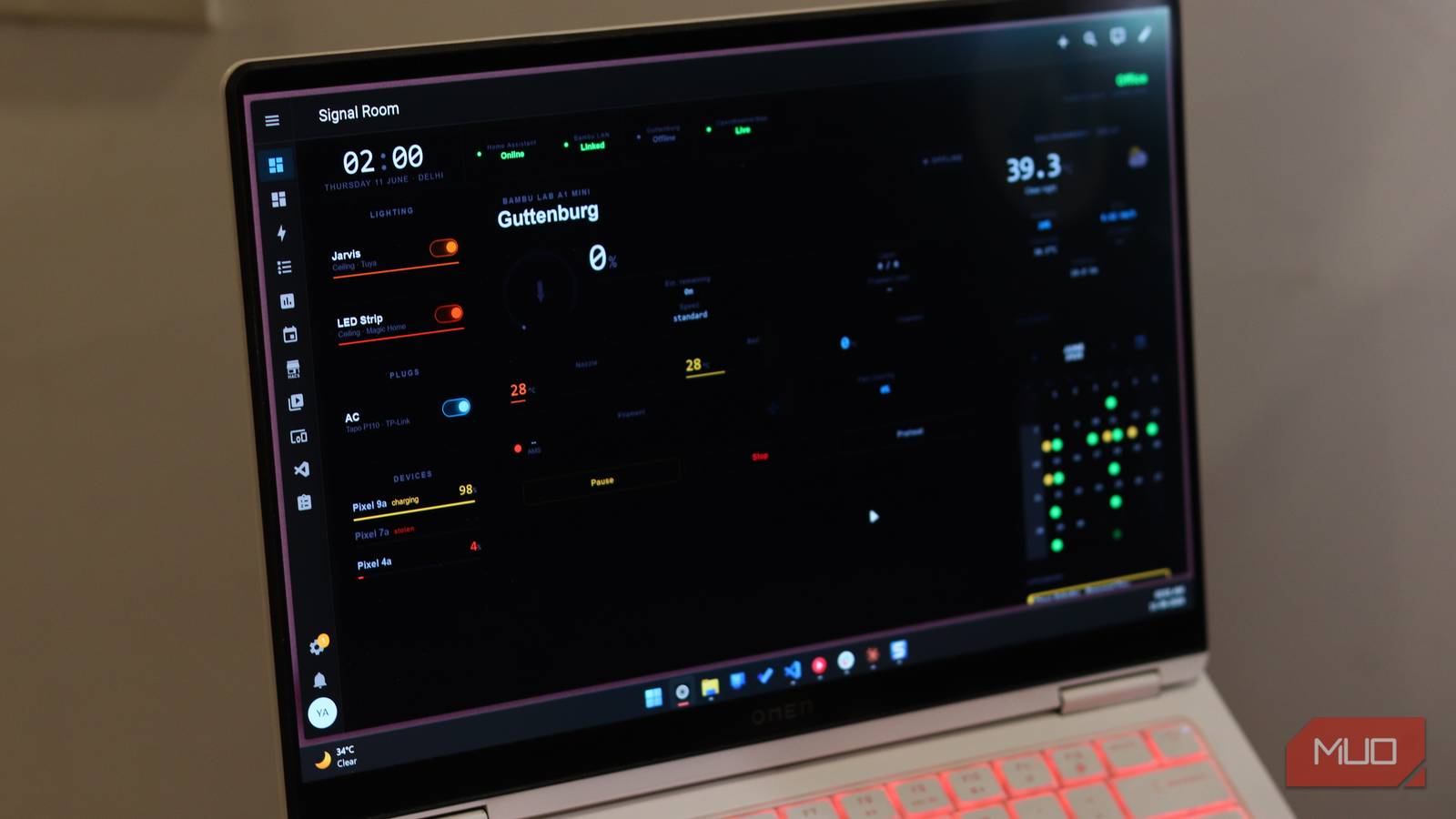 Custom Home Assistant Dashboard running on Windows 11