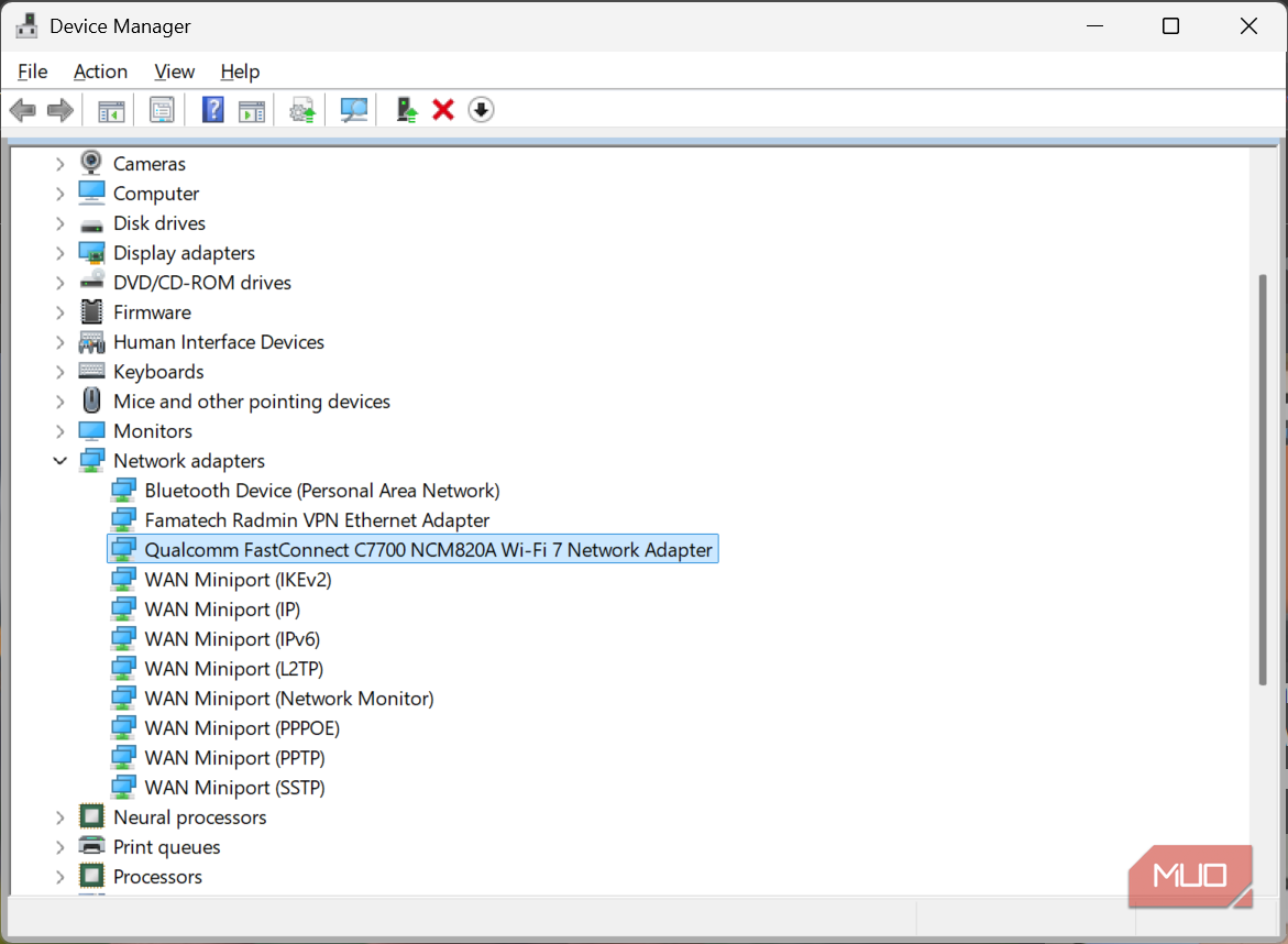 device manager wifi adapter