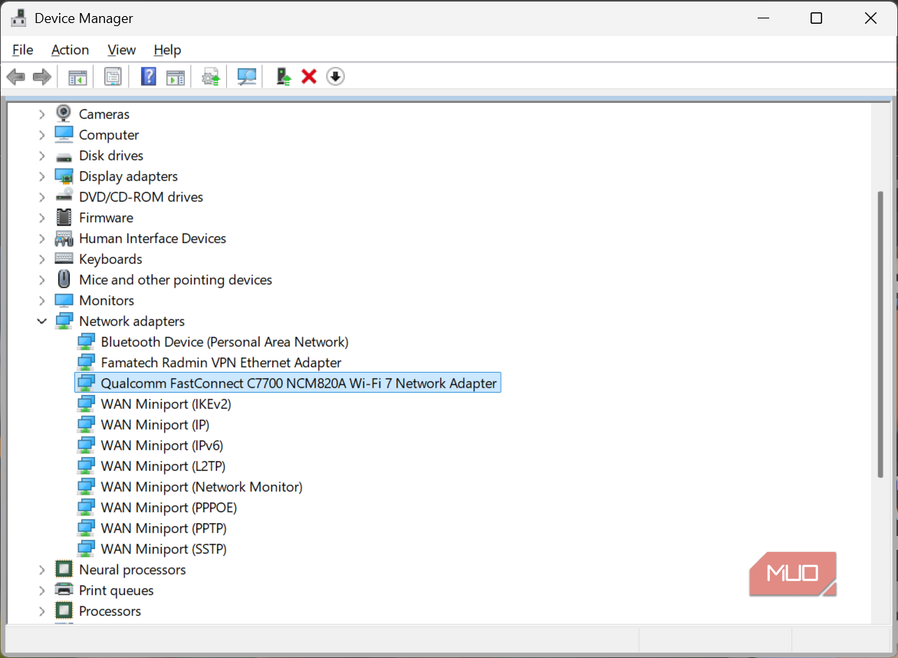 device manager wifi adapter