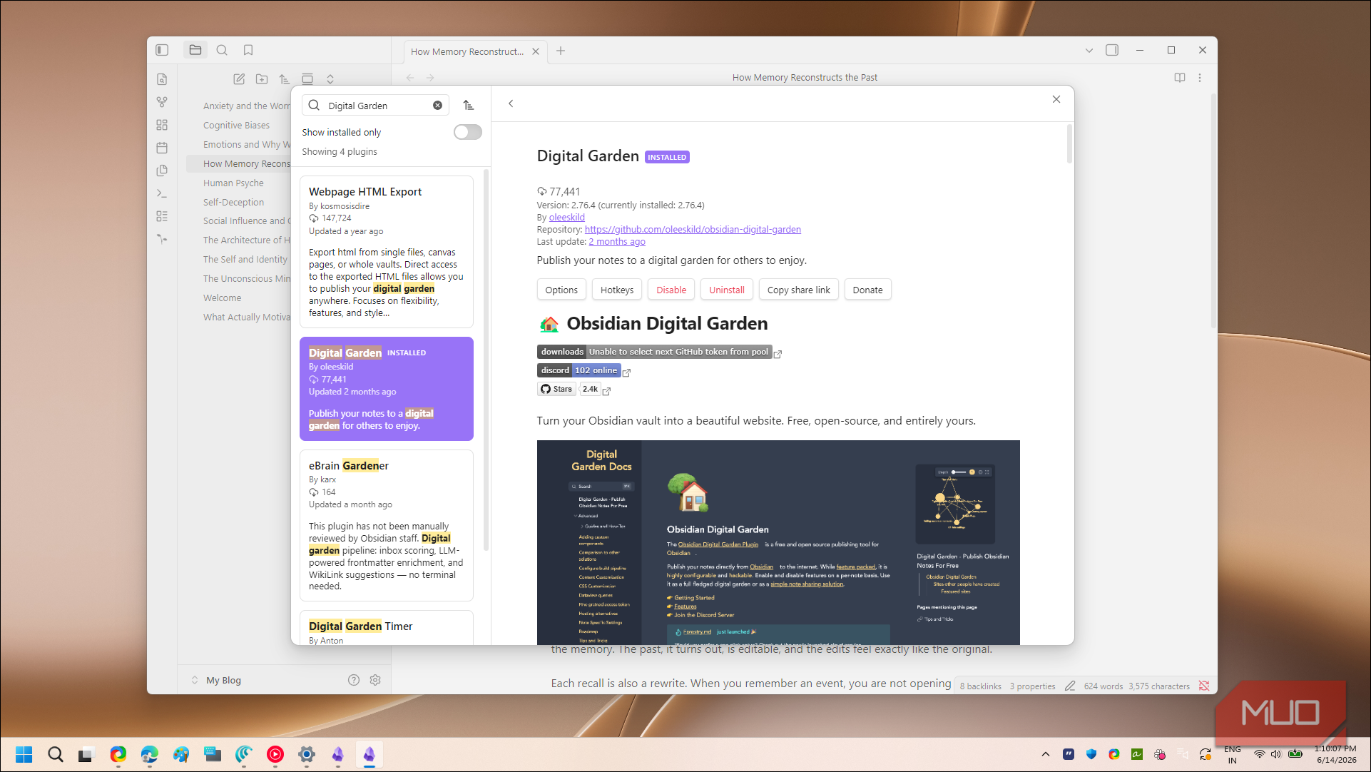 Digital Garden Plugin Options Uninstall