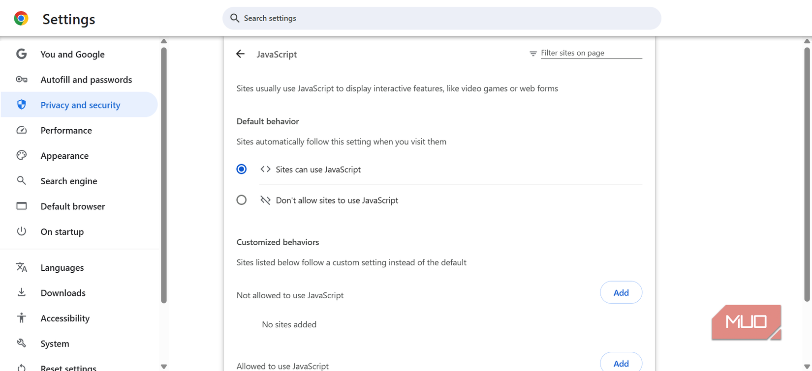 Disabling JavaScript in Chrome
