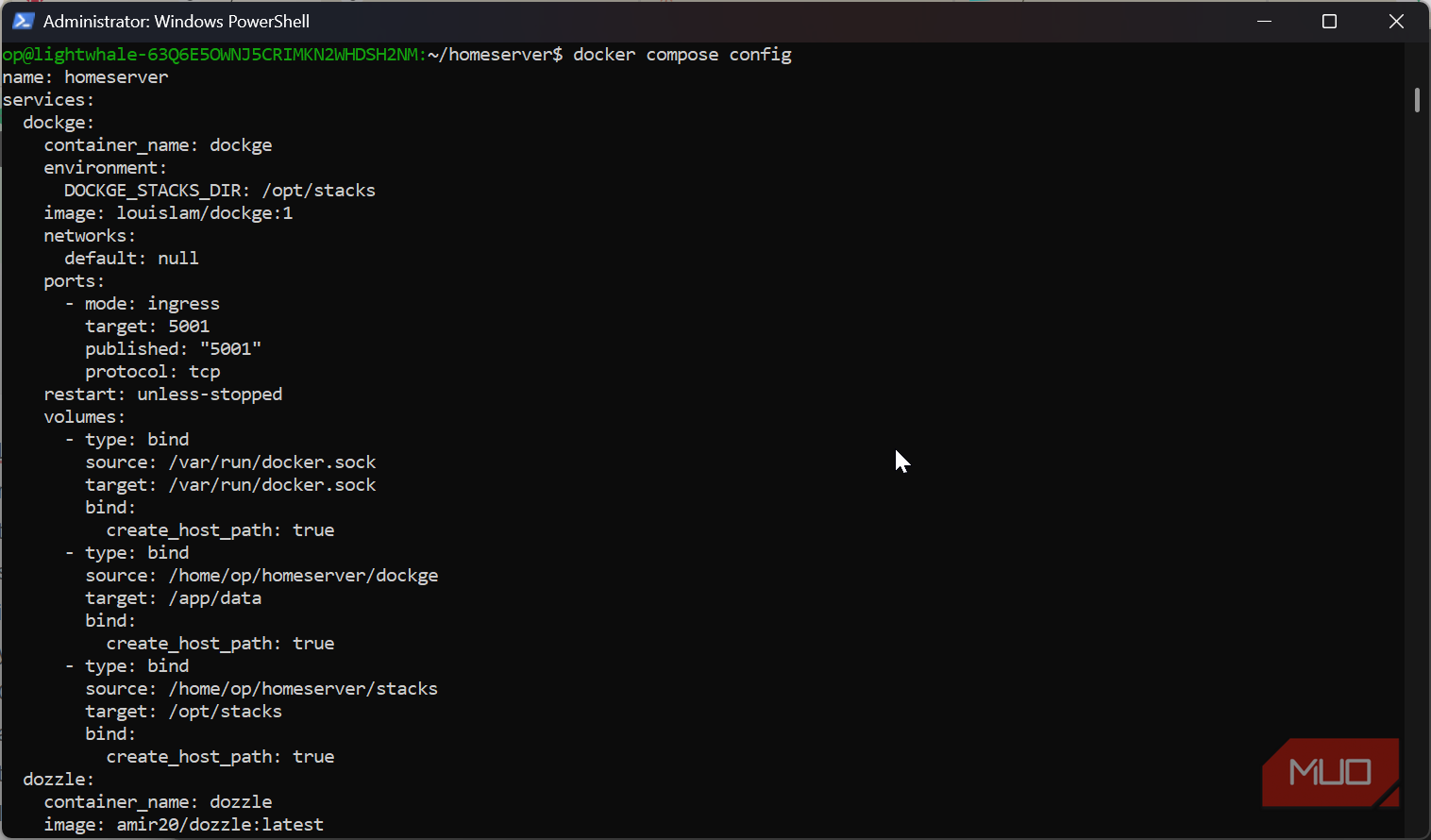 Docker compose config file