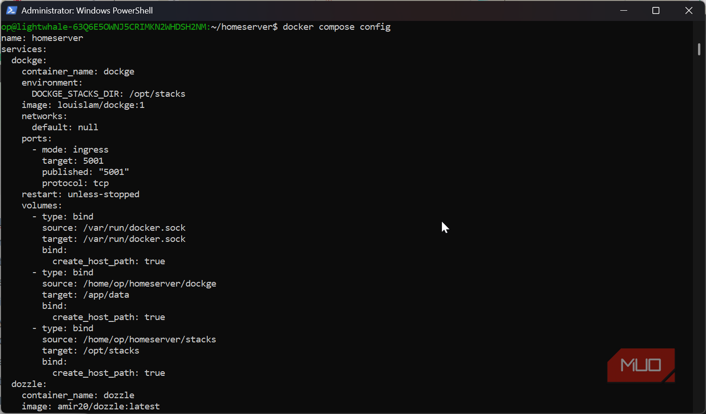 Docker compose config file