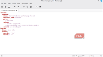 Docker Compose file configured with log rotation settings