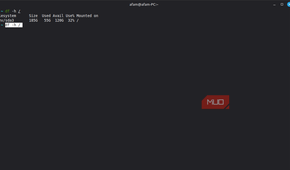 Linux disk usage output showing available storage space