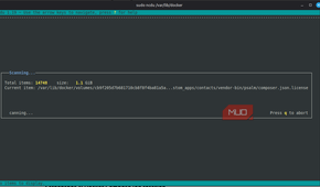 Ncdu displaying Docker storage usage by directory
