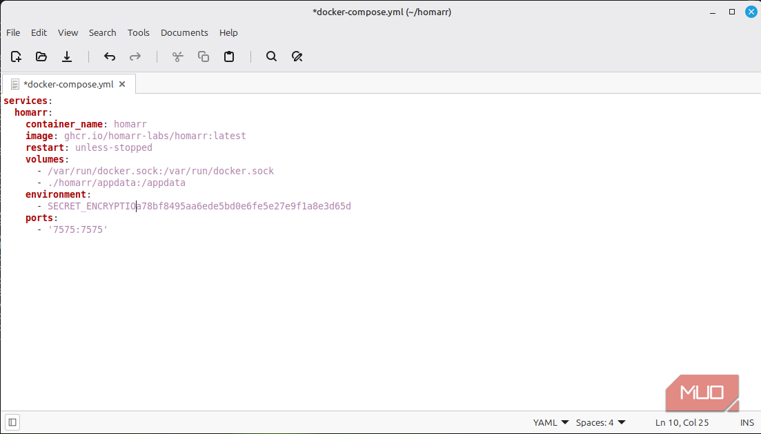 Docker Compose file configured with log rotation settings for hommar