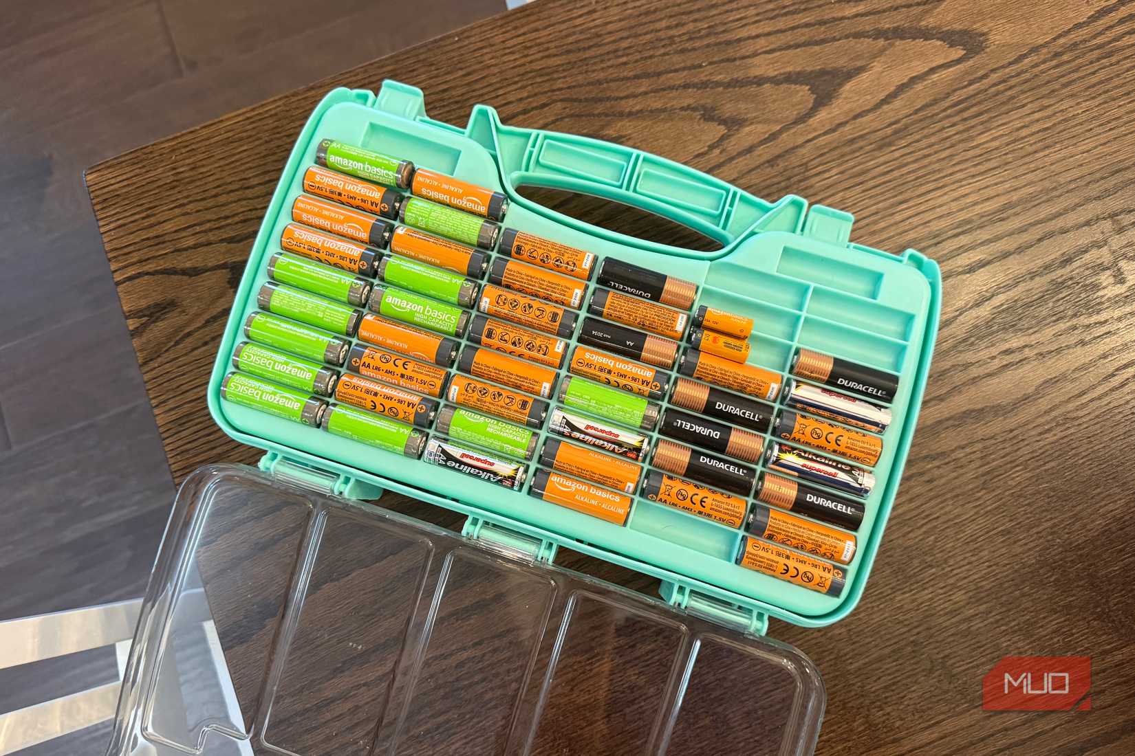double A batteries in storage case