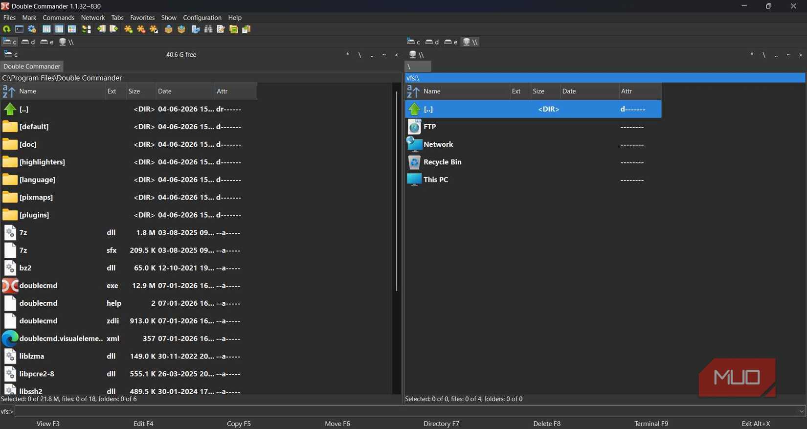 User interface of Double Commander