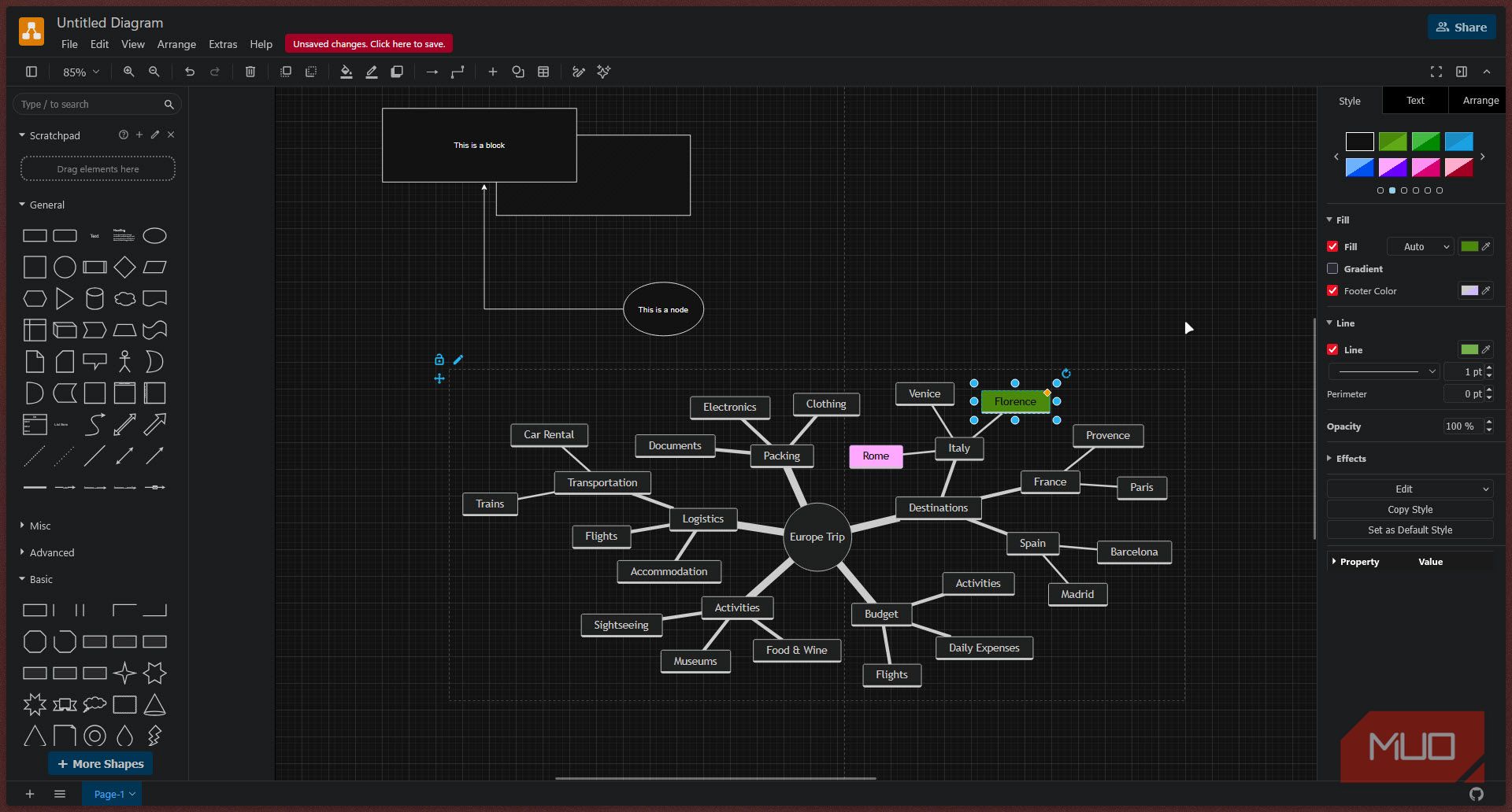 Draw.io mind map colors.
