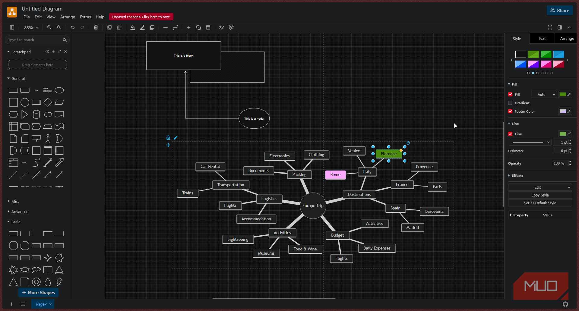 Draw.io mind map colors.
