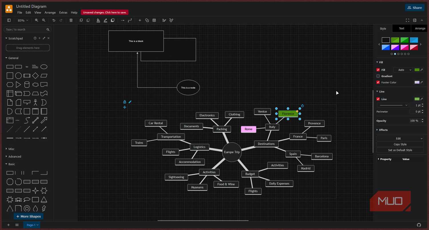 Draw.io mind map colors.