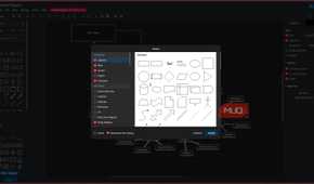 Draw.io shapes menu.