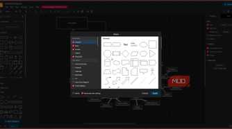 Draw.io shapes menu.