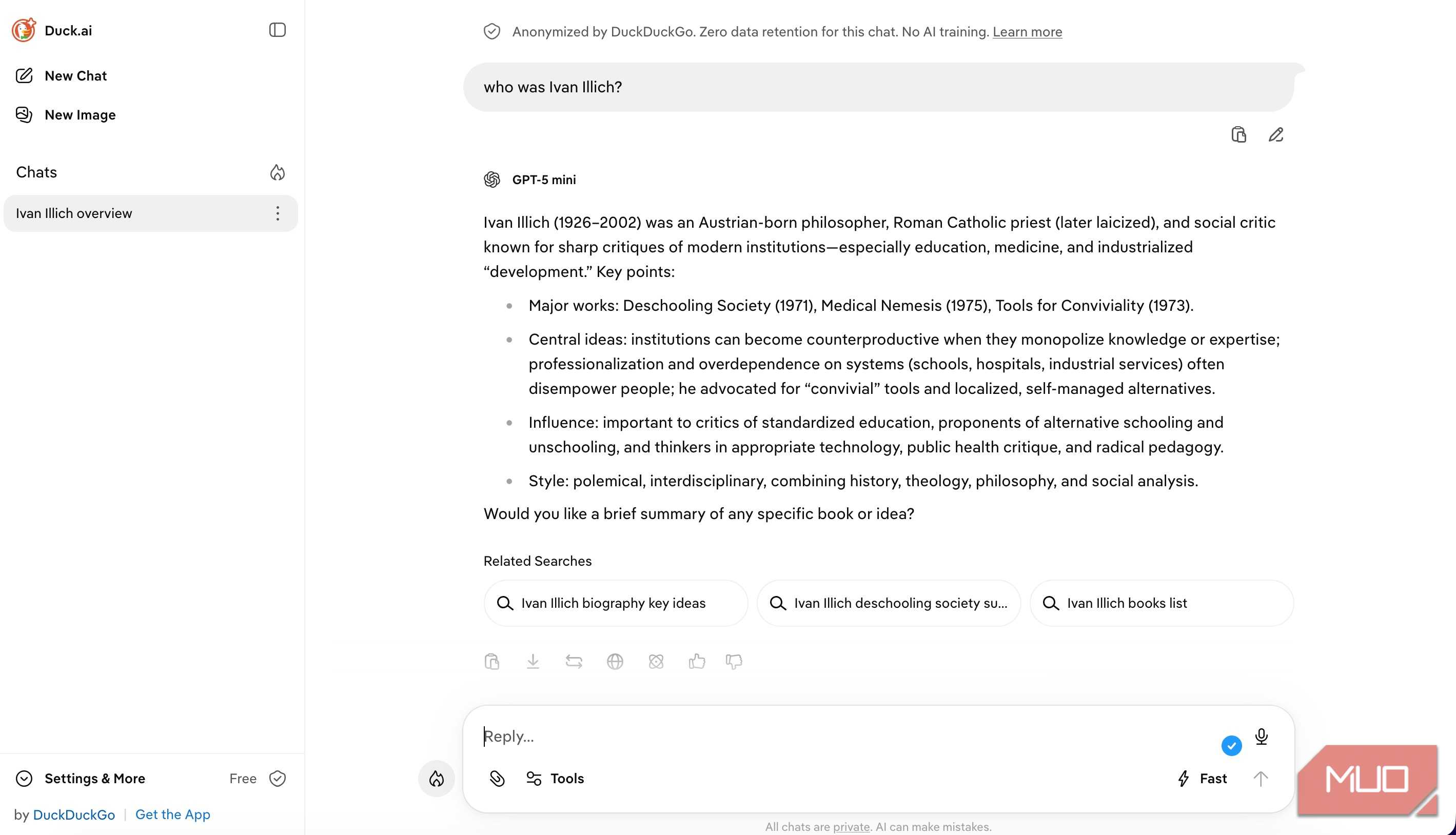 DuckDuckGo Duck.ai page