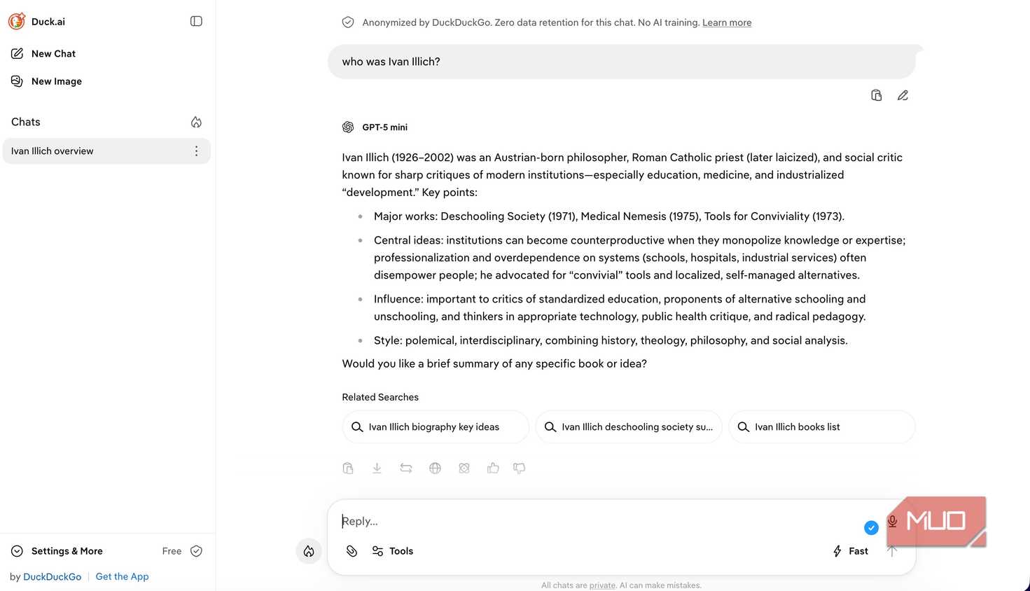 DuckDuckGo Duck.ai page