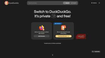 DuckDuckGo's home page