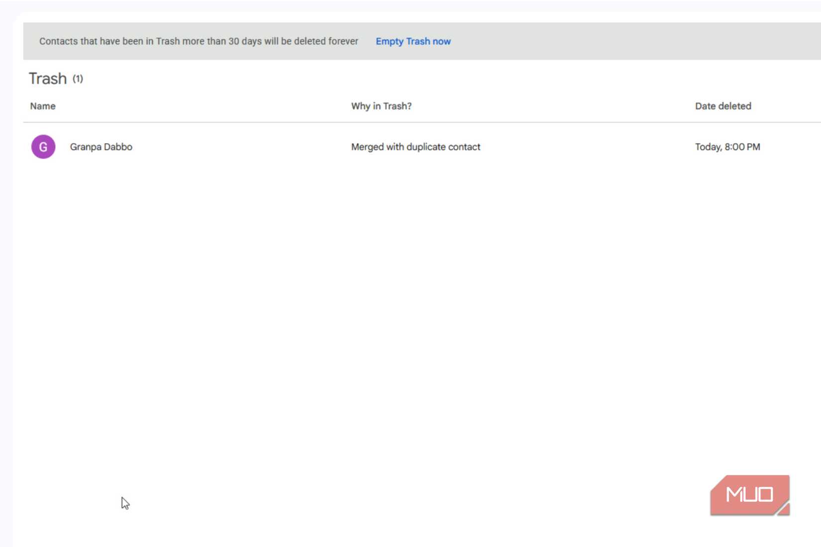 重複する連絡先が Google コンタクトに統合される