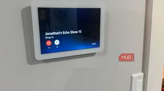 Echo Hub drop in call to Echo Show 15 beside light switch